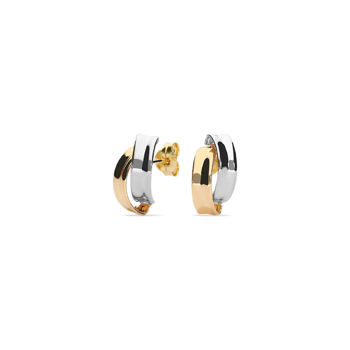 Pendientes de oro bicolor 18K 15 mm