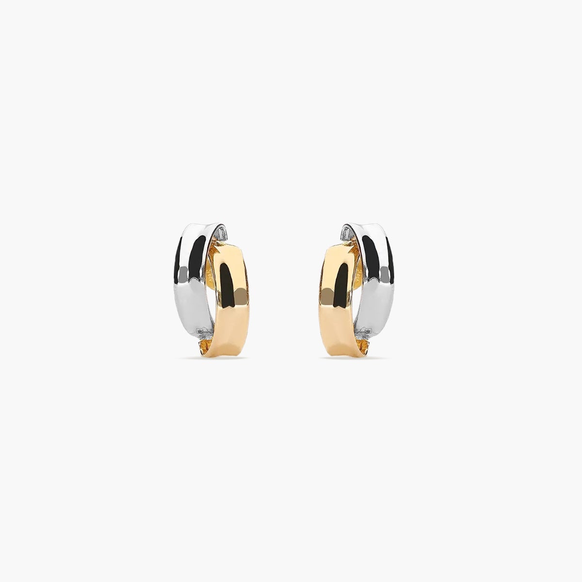 Pendientes de oro bicolor 18K 15 mm