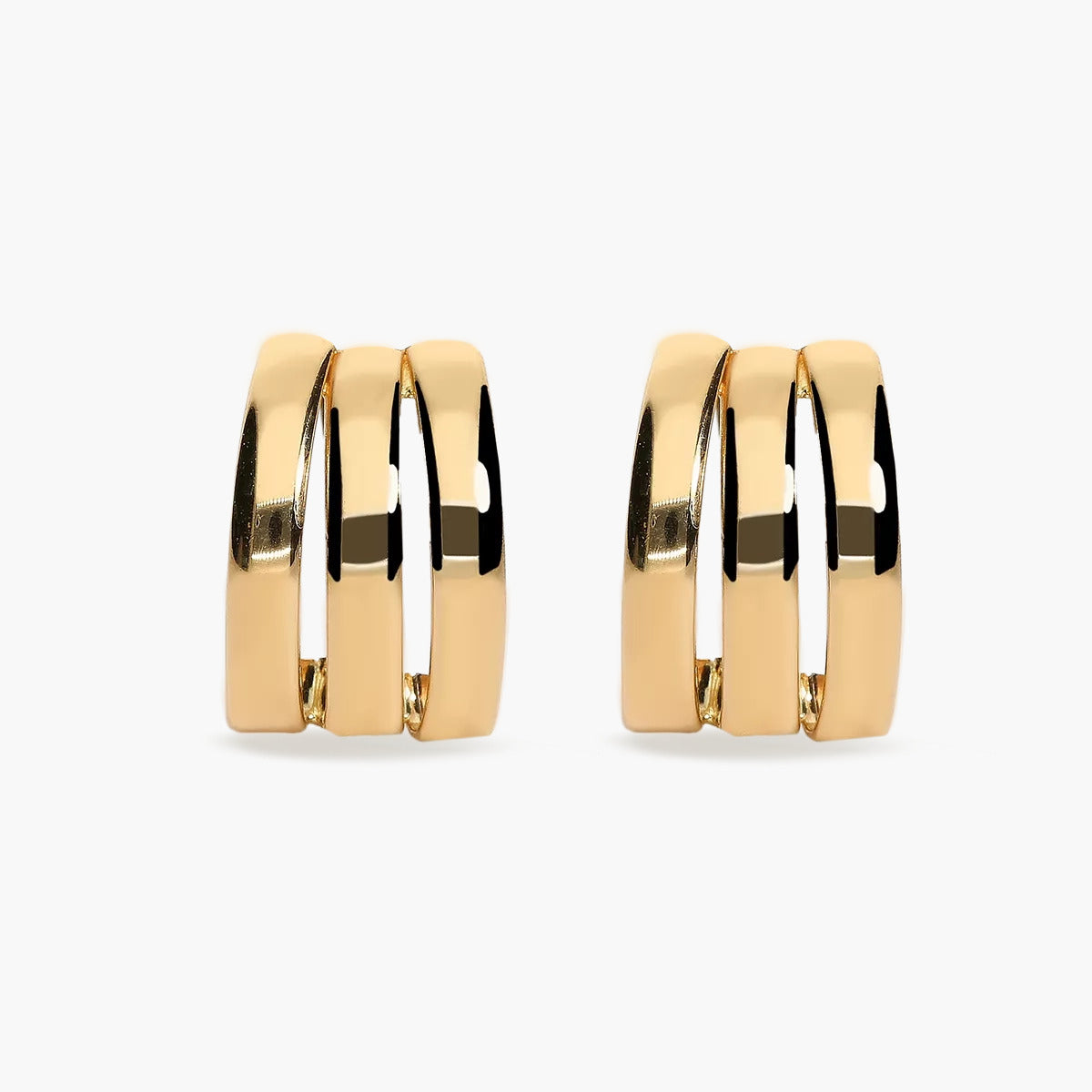 Pendientes triple banda de oro 18K 9 mm