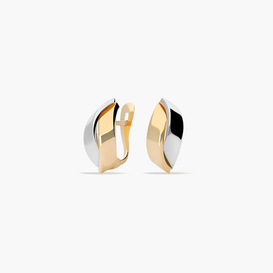 Pendientes de oro bicolor 18K 13 mm