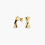 Pendientes forma X de oro 18K circonitas 15 mm
