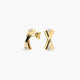 Pendientes forma X de oro 18K circonitas 15 mm