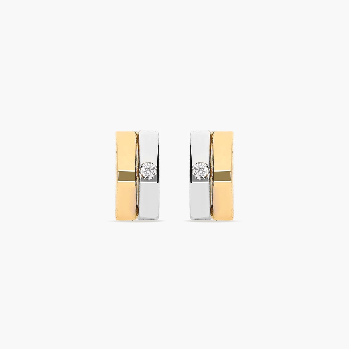 Pendientes de oro bicolor 18K circonita 12 mm