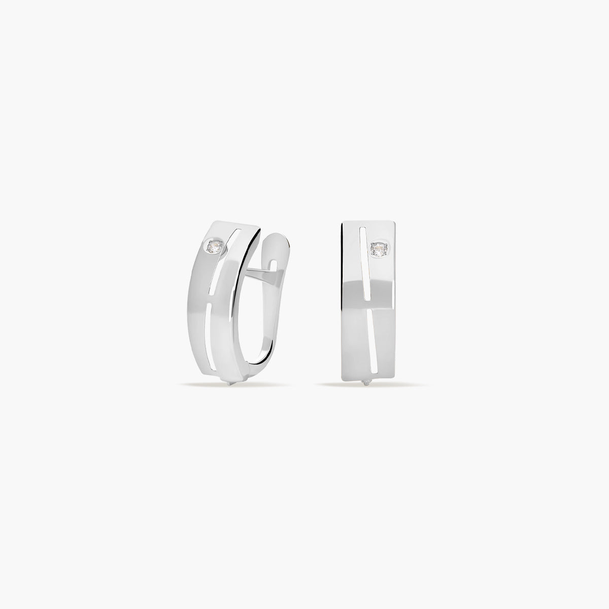 Pendientes de oro blanco 18K circonita 13 mm