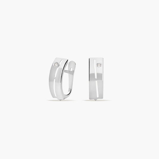 Pendientes de oro blanco 18K circonita 13 mm