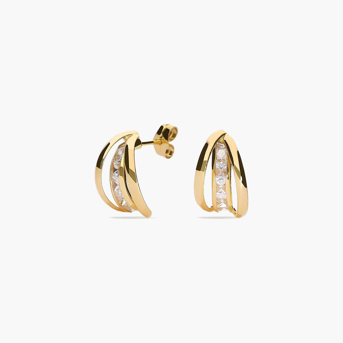 Pendientes de oro 18K circonitas bagué 13 mm
