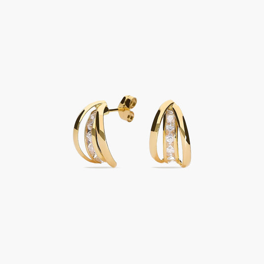 Pendientes de oro 18K circonitas bagué 13 mm