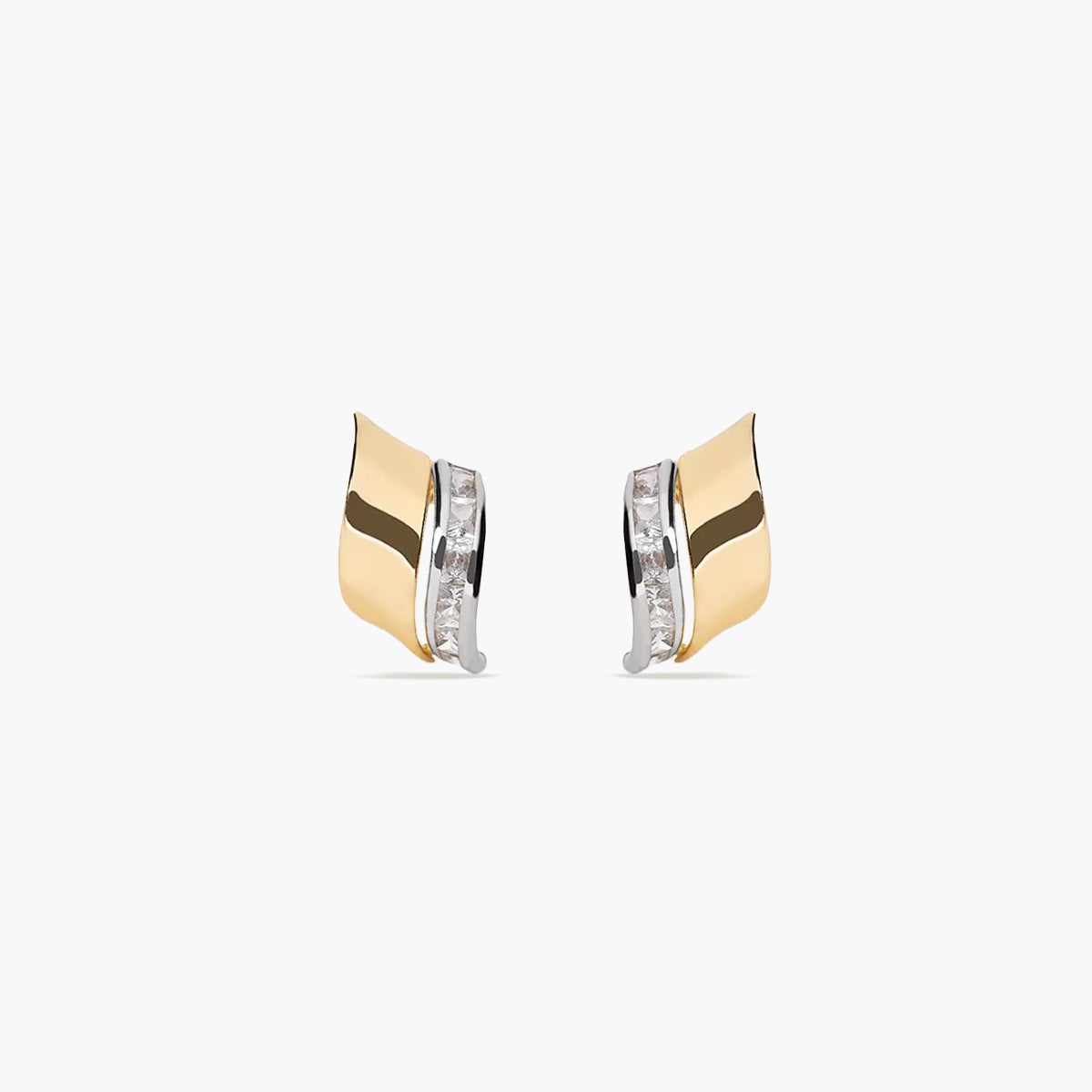 Pendientes de oro bicolor 18K circonitas bagué 12 mm