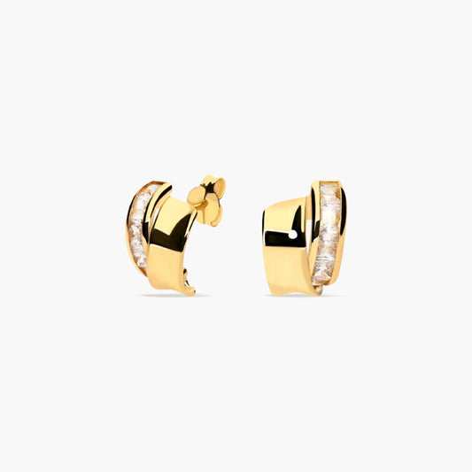 Pendientes de oro 18K circonitas bagué 12 mm