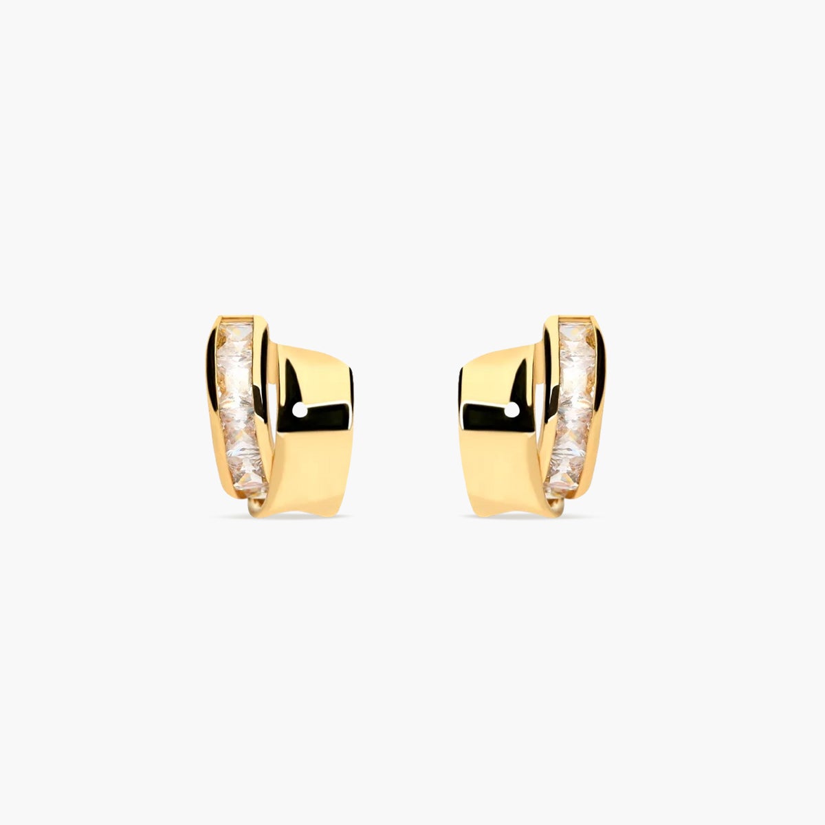 Pendientes de oro 18K circonitas bagué 12 mm