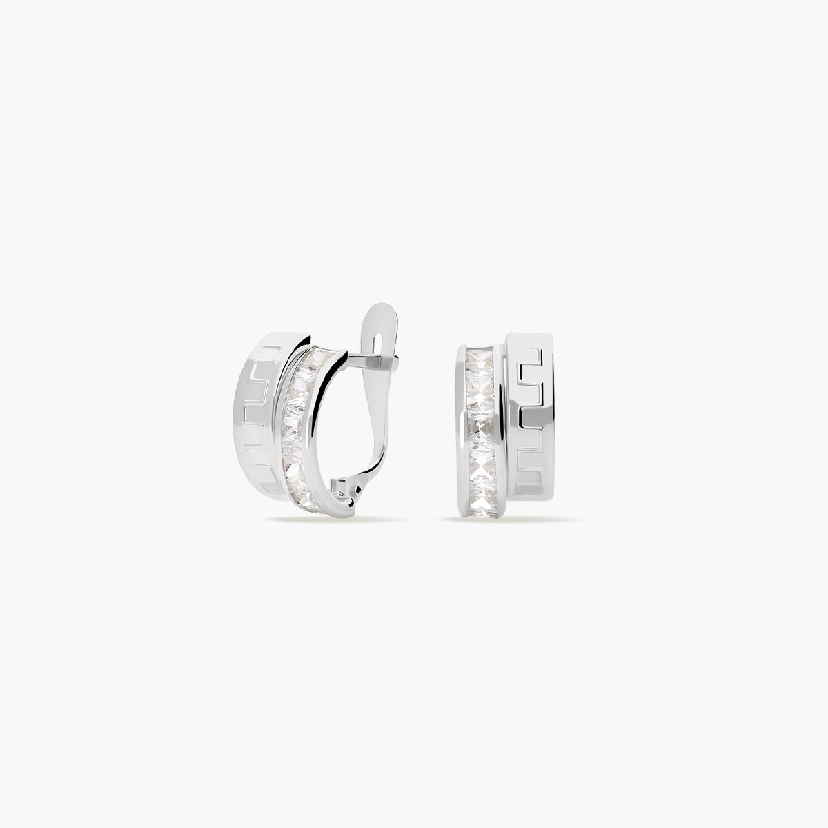 Pendientes de oro blanco 18K circonitas bagué 12 mm