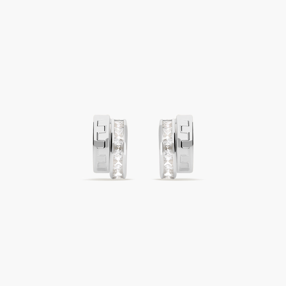 Pendientes de oro blanco 18K circonitas bagué 12 mm