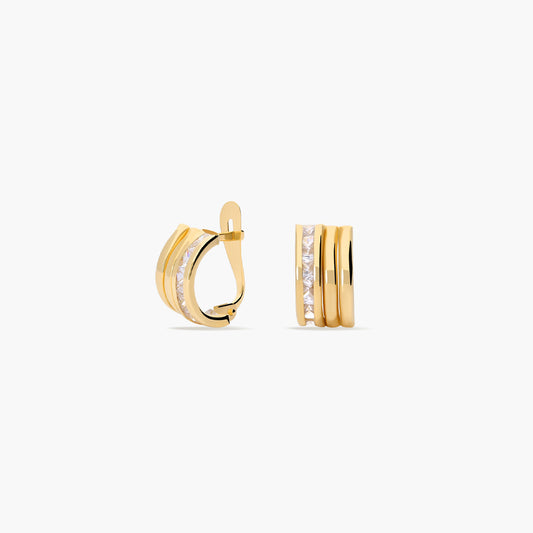 Pendientes de oro 18K circonitas bagué 11 mm