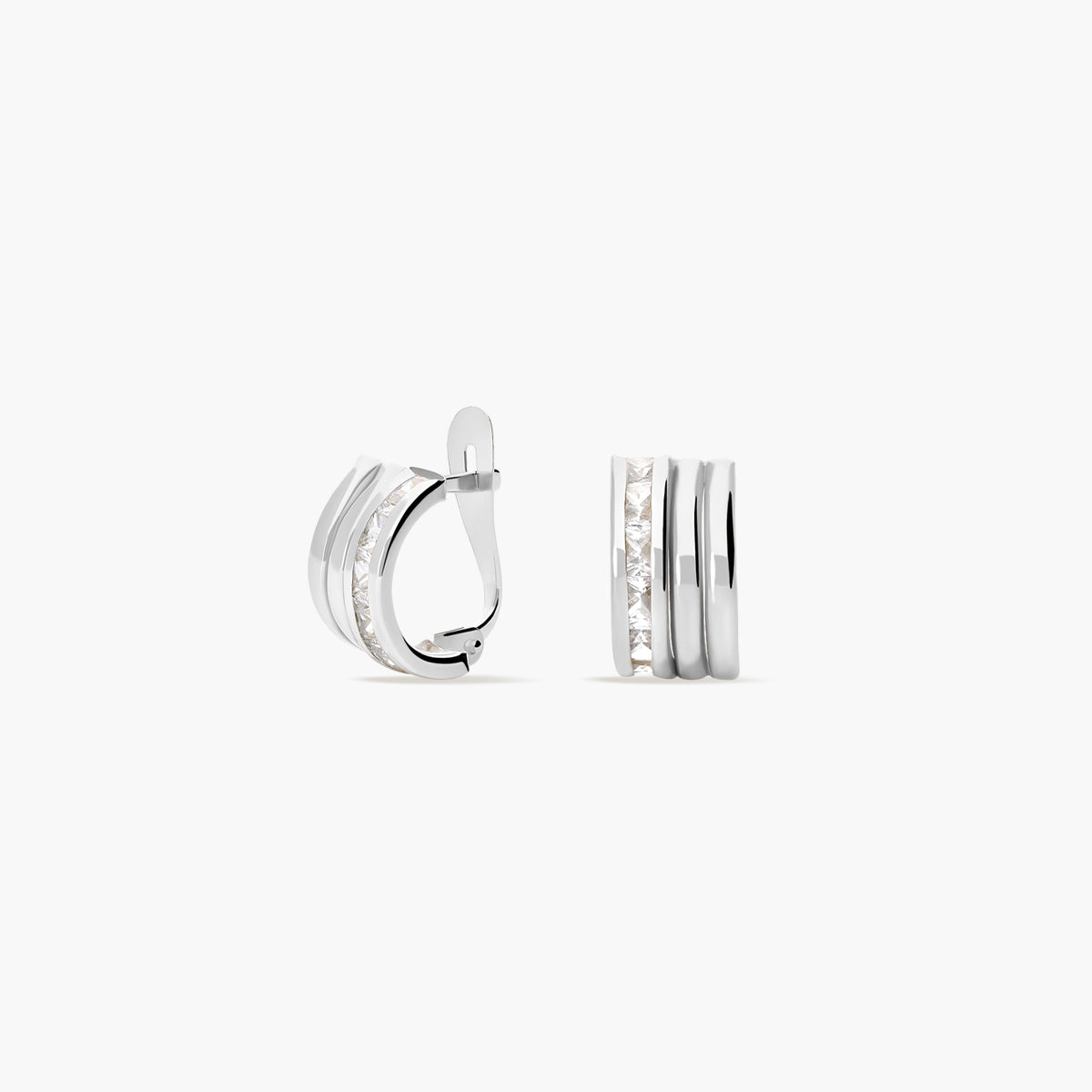 Pendientes de oro blanco 18K circonitas bagué 11 mm