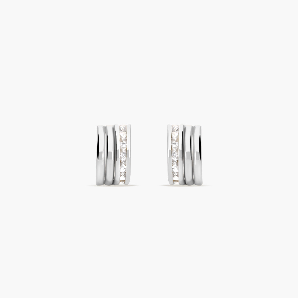 Pendientes de oro blanco 18K circonitas bagué 11 mm