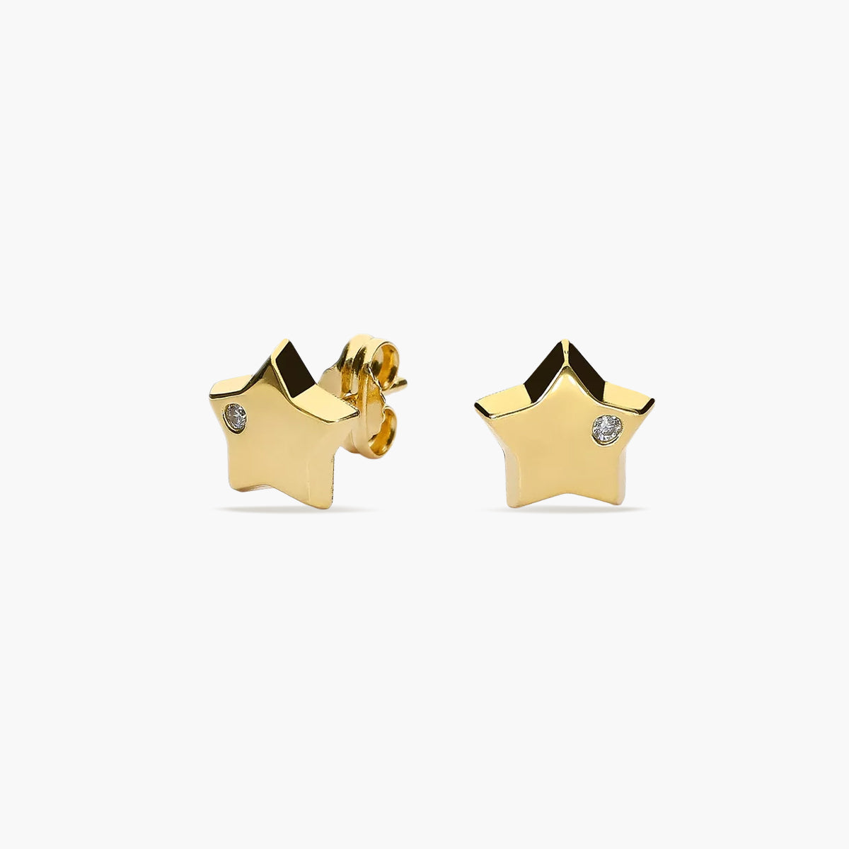 Pendientes estrella de oro 18K circonita 7 mm