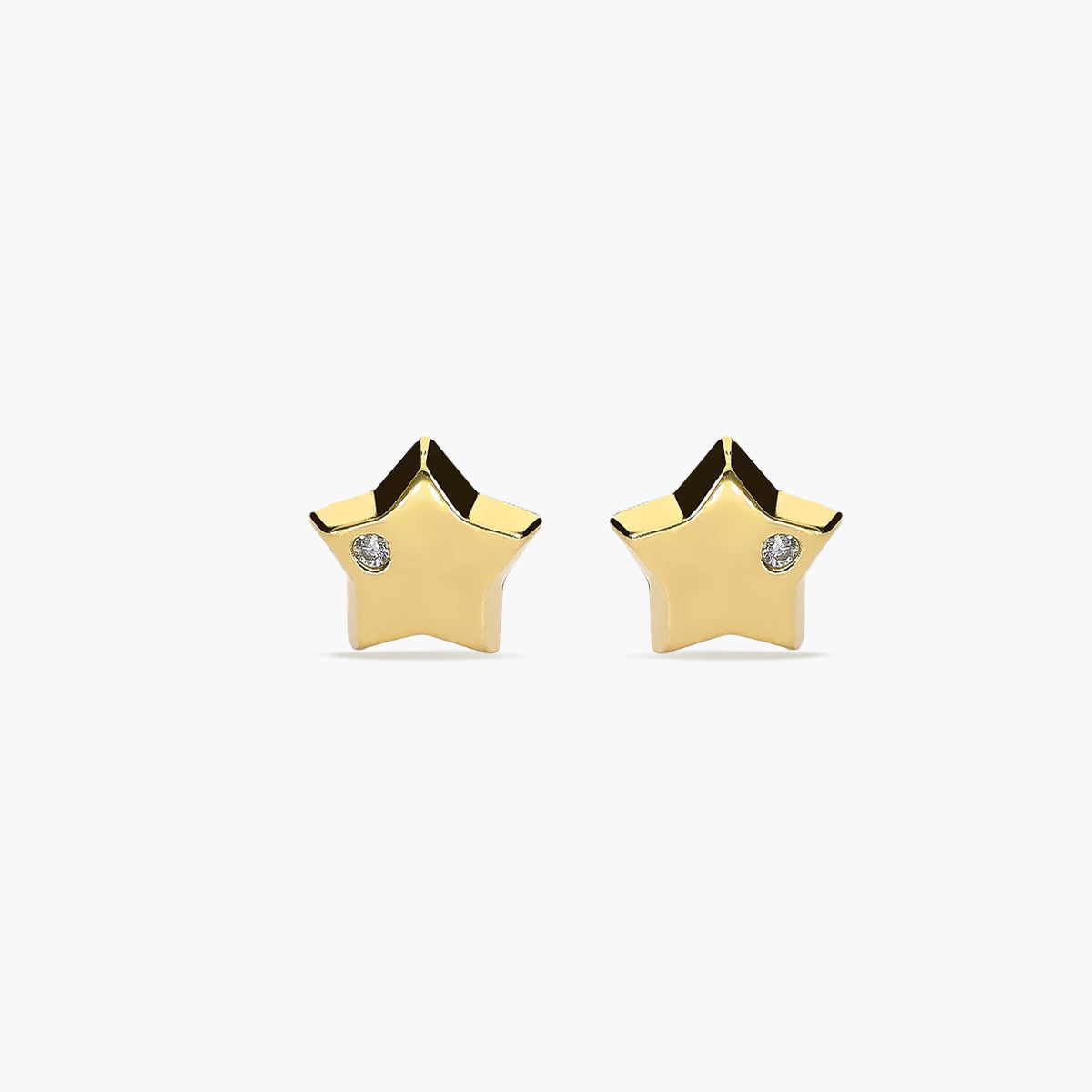 Pendientes estrella de oro 18K circonita 7 mm