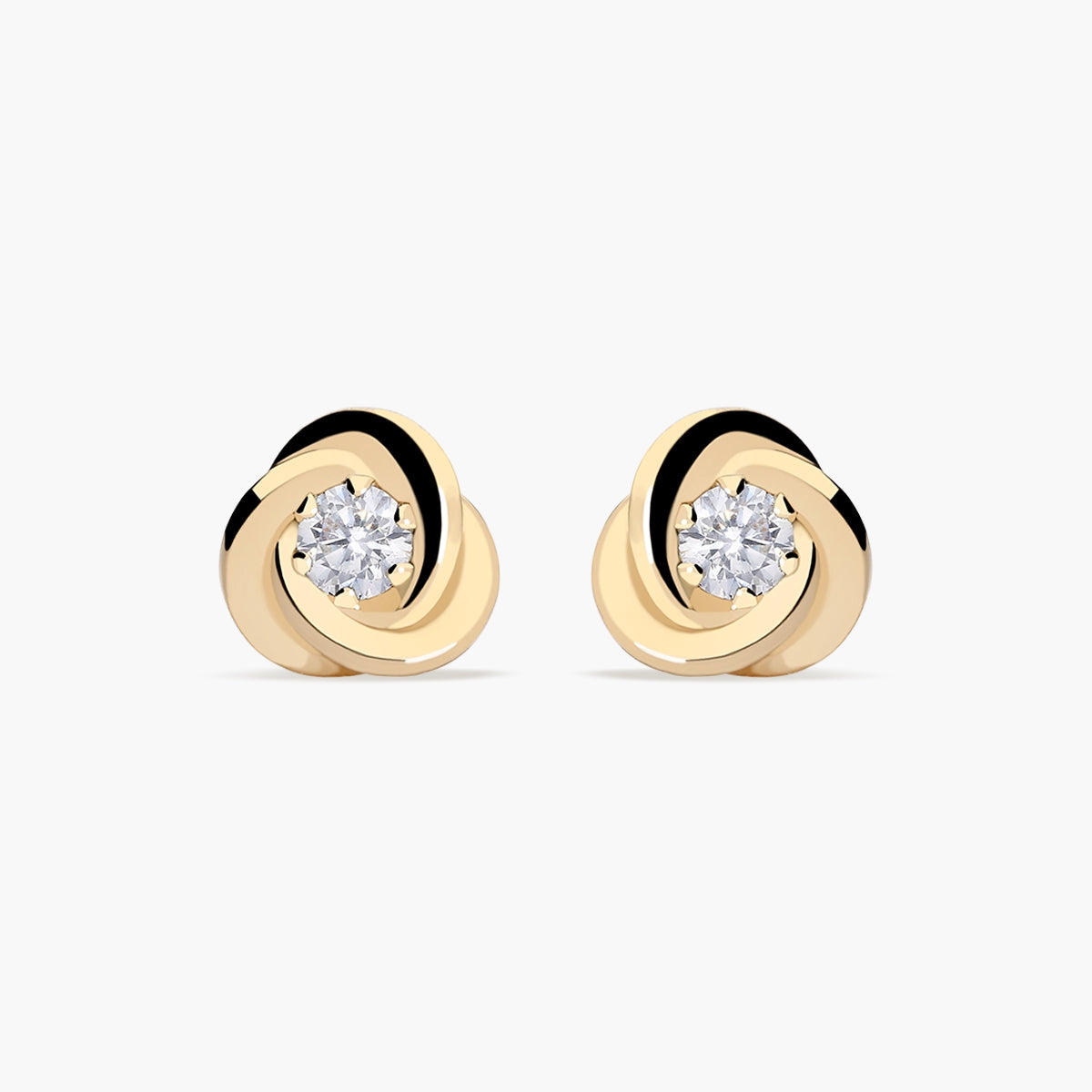 Pendientes de oro 18K nudo circonita 8 mm