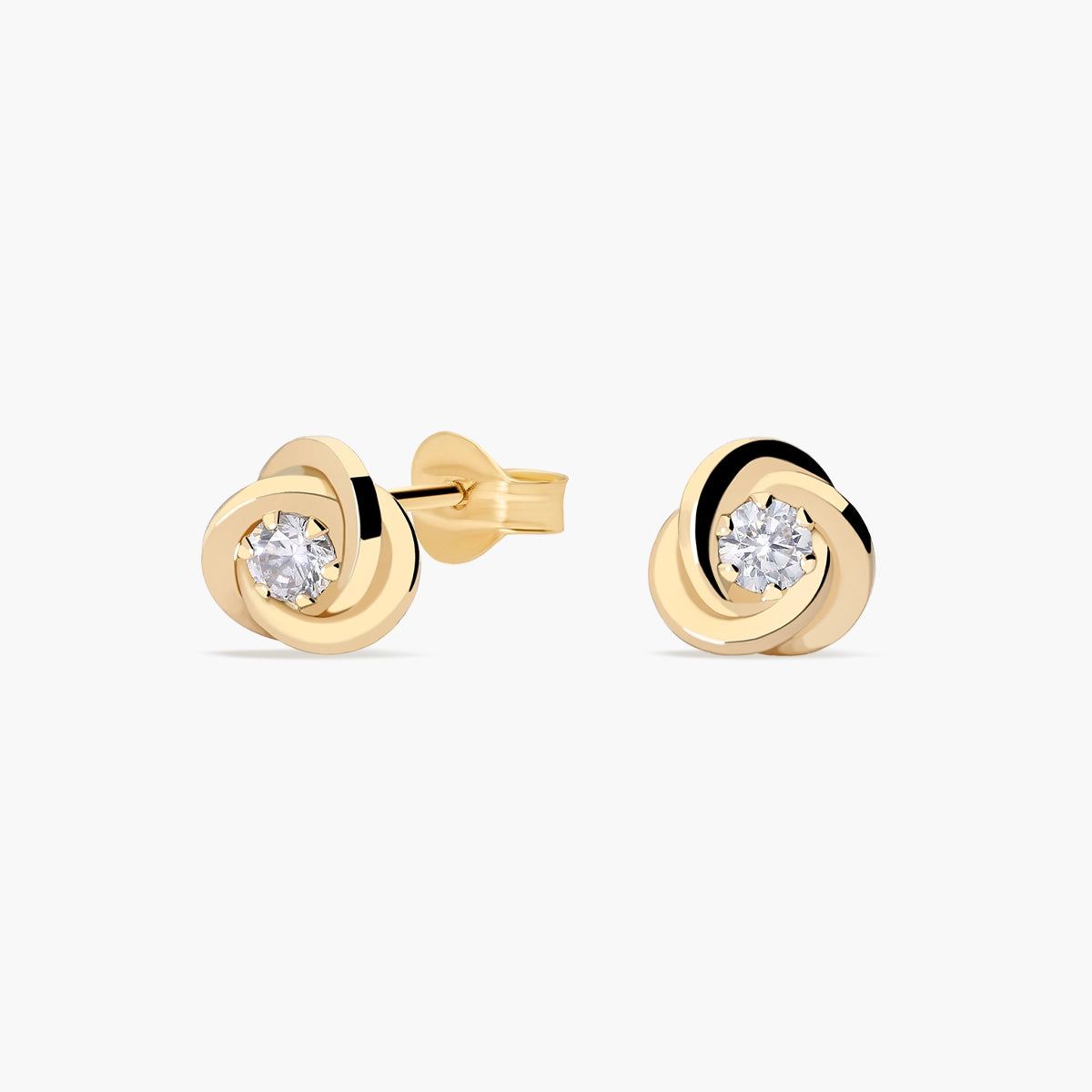 Pendientes de oro 18K nudo circonitas 5 mm