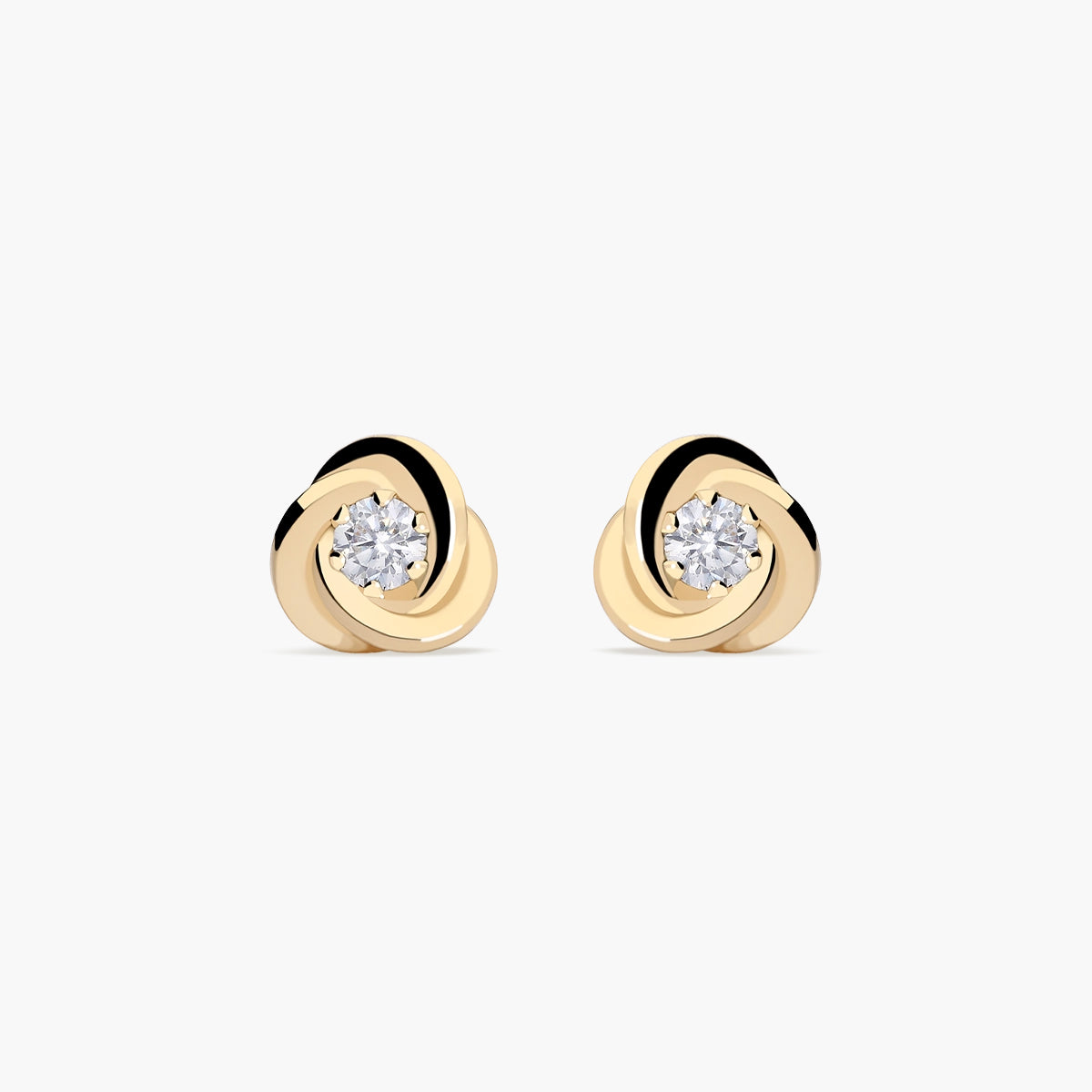 Pendientes de oro 18K nudo circonitas 5 mm