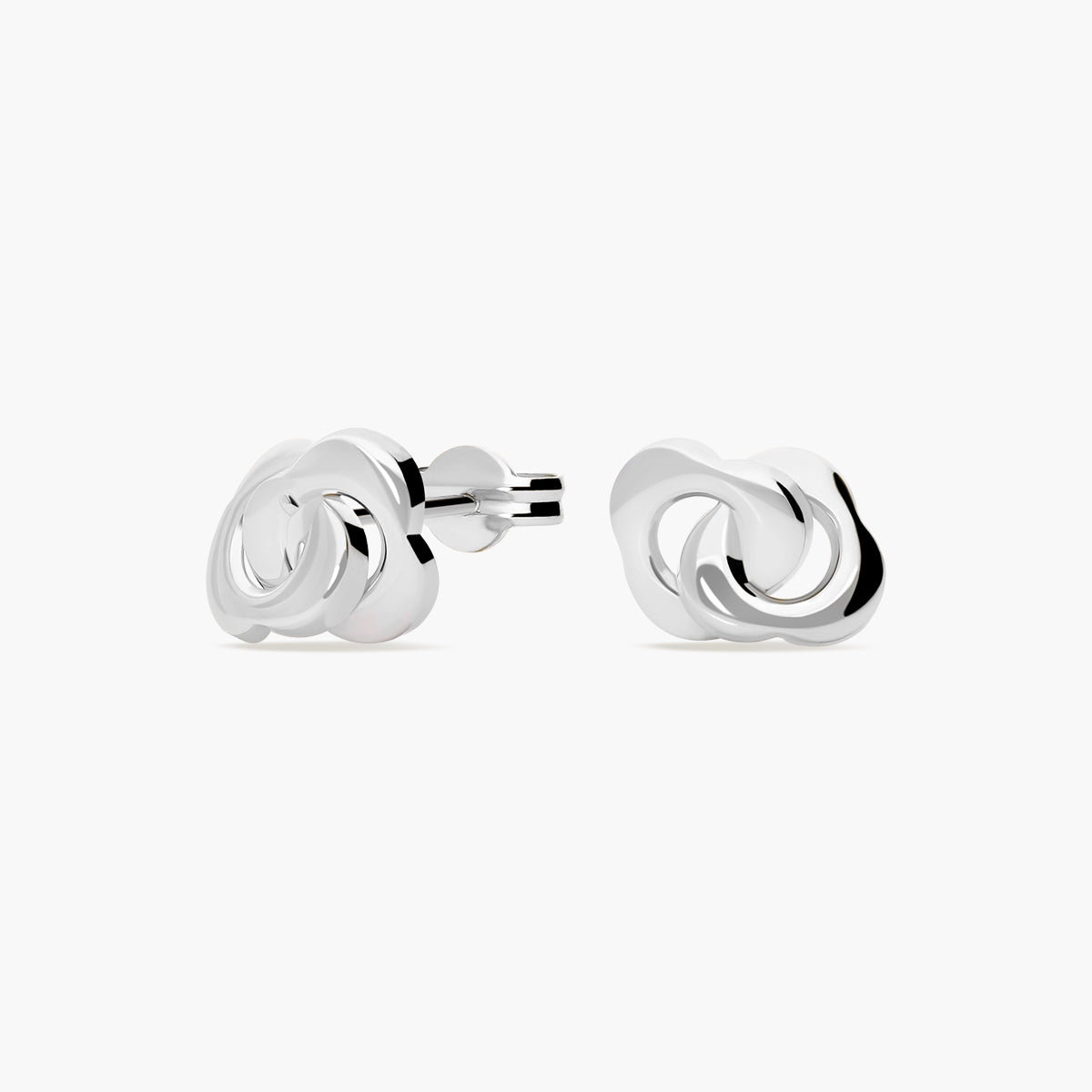 Pendientes doble corazón de oro blanco 18K 10 mm