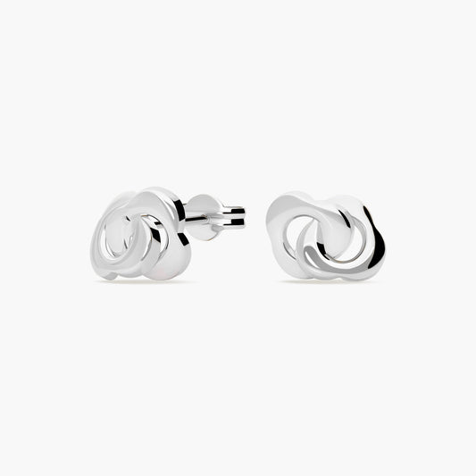 Pendientes doble corazón de oro blanco 18K 10 mm