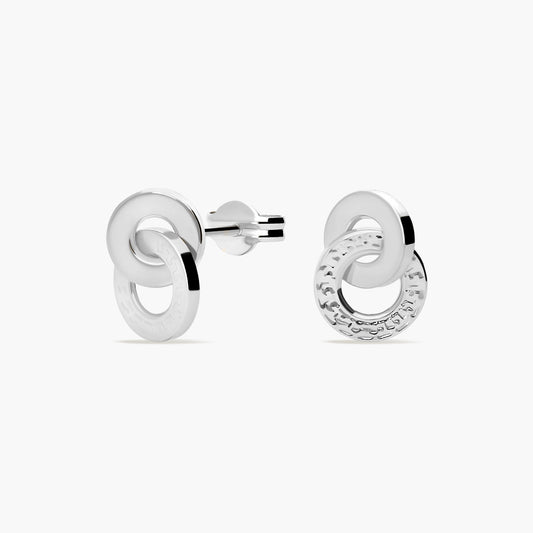 Pendientes doble círculo de oro blanco 18K 9 mm