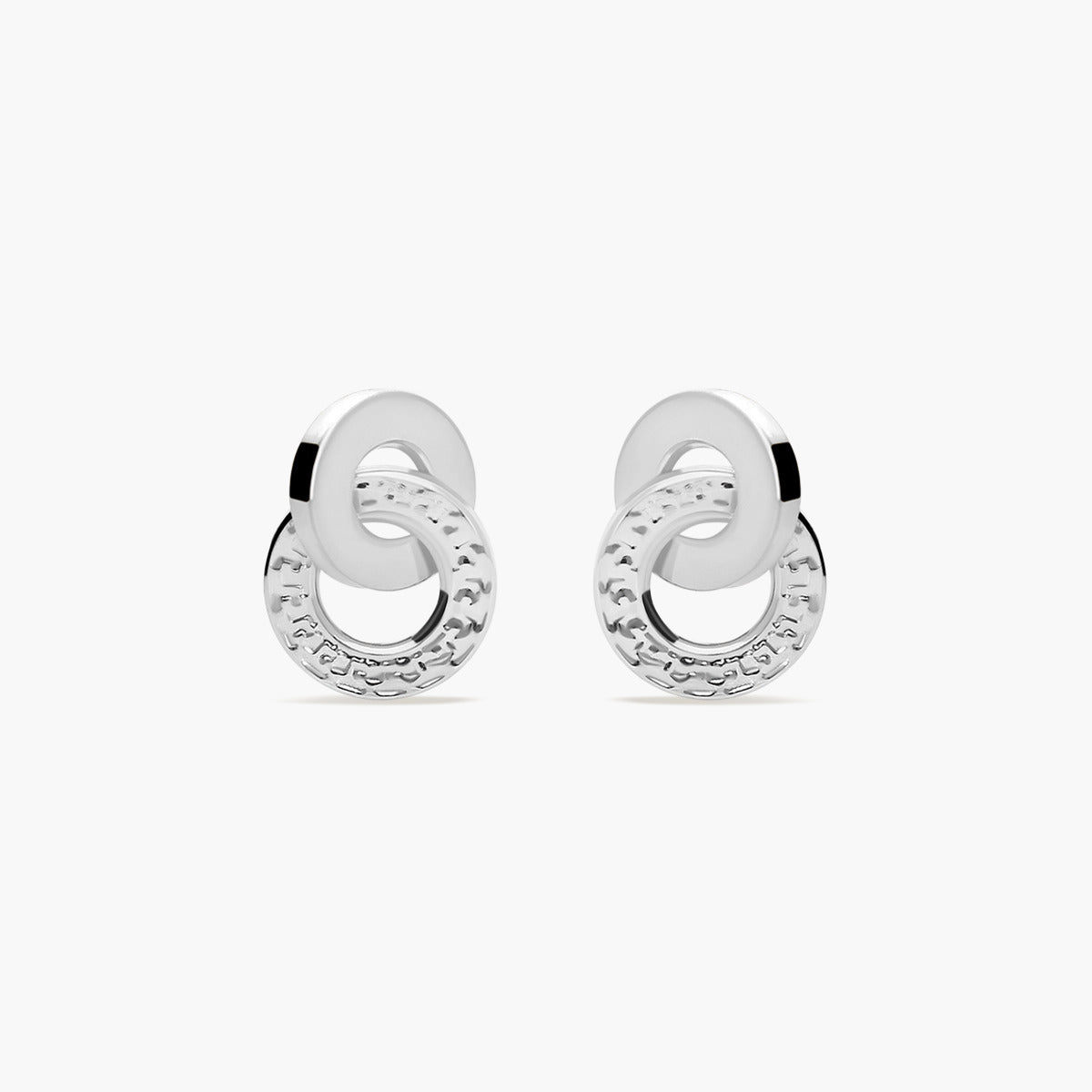 Pendientes doble círculo de oro blanco 18K 9 mm