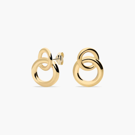 Pendientes doble círculo de oro 18K 17 mm