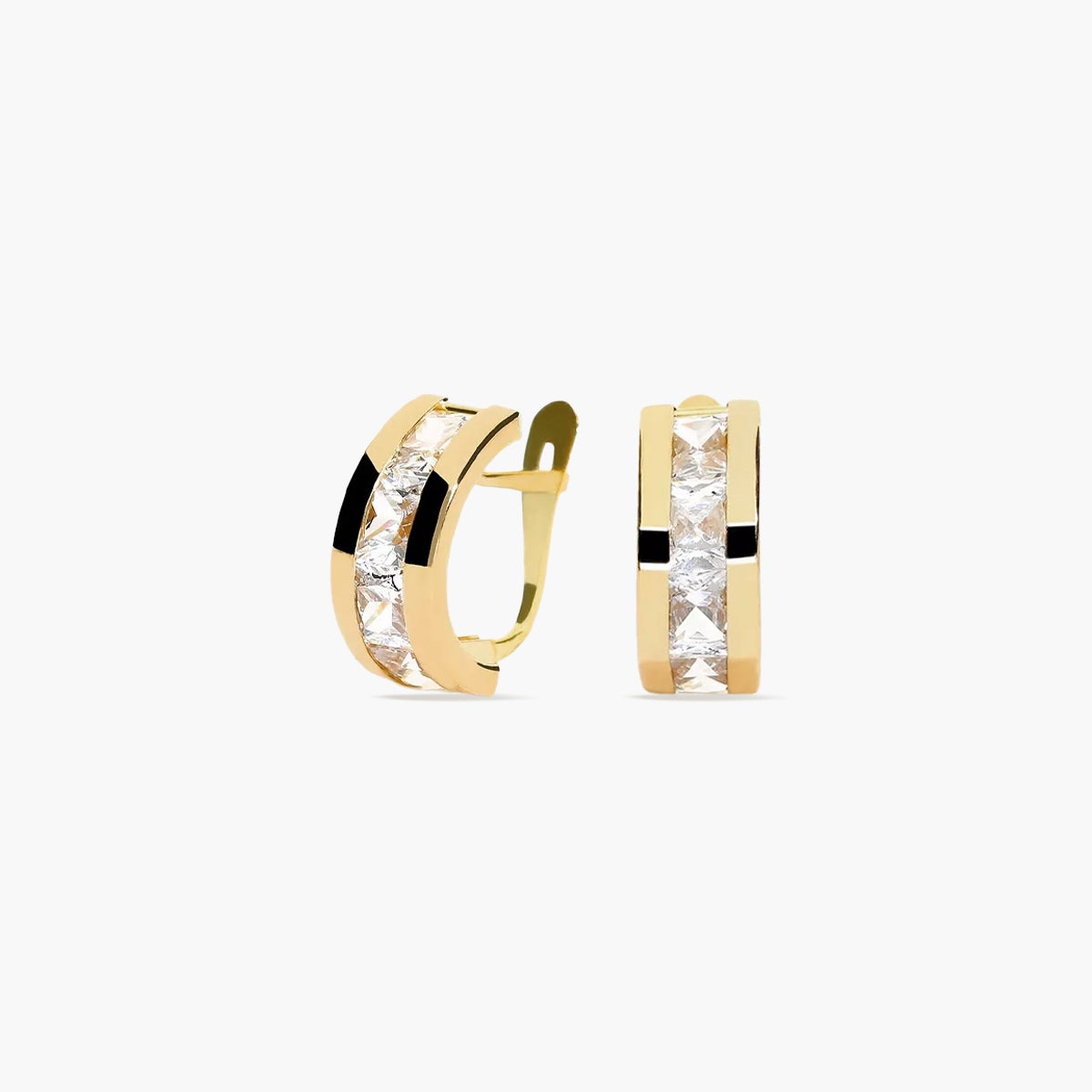 Pendientes de oro 18K circonitas tipo cinquillo 14 mm