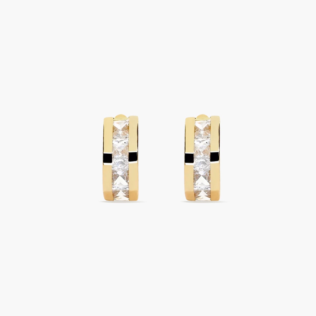 Pendientes de oro 18K circonitas tipo cinquillo 14 mm