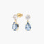 Pendientes largos de oro 18K circonitas azul y blanca 13 mm