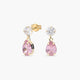 Pendientes largos de oro 18K circonitas rosa y blanca 13 mm
