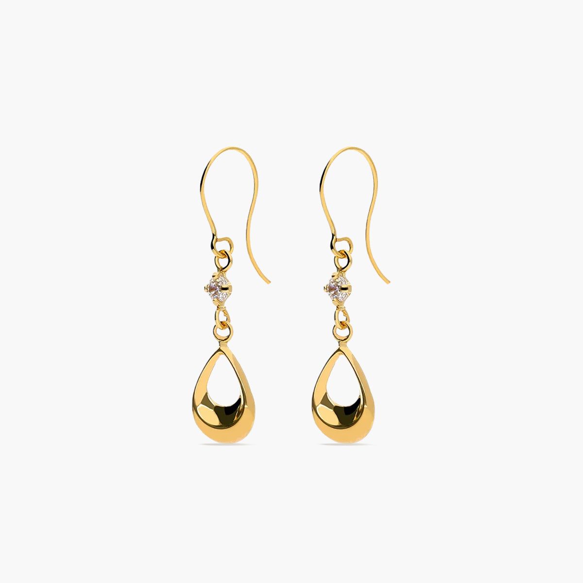 Pendientes largos de oro 18K circonita 25 mm