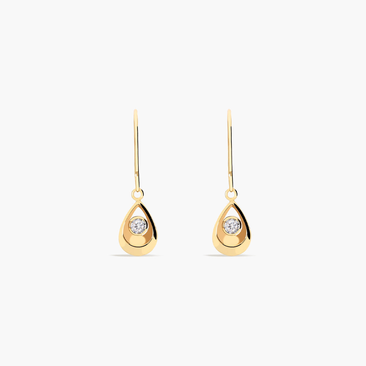 Pendientes largos de oro 18K circonita 17 mm