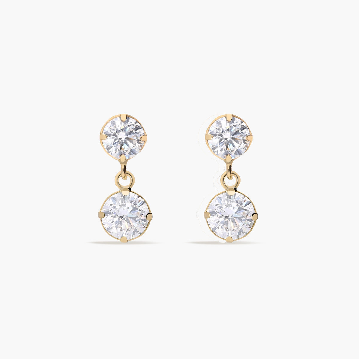 Pendientes largos de oro 18K circonitas 12 mm