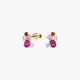 Pendientes de oro 18K circonitas roja y rosa 9 mm