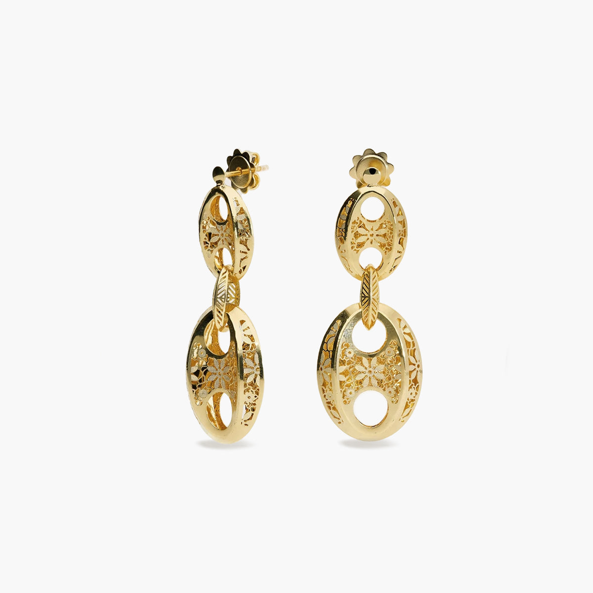 Pendientes largos de oro 18K 43 mm ORIENTAL GARDEN