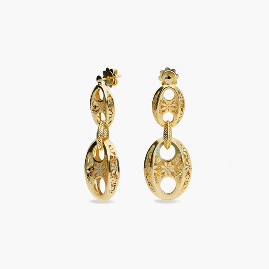 Pendientes largos de oro 18K 43 mm ORIENTAL GARDEN