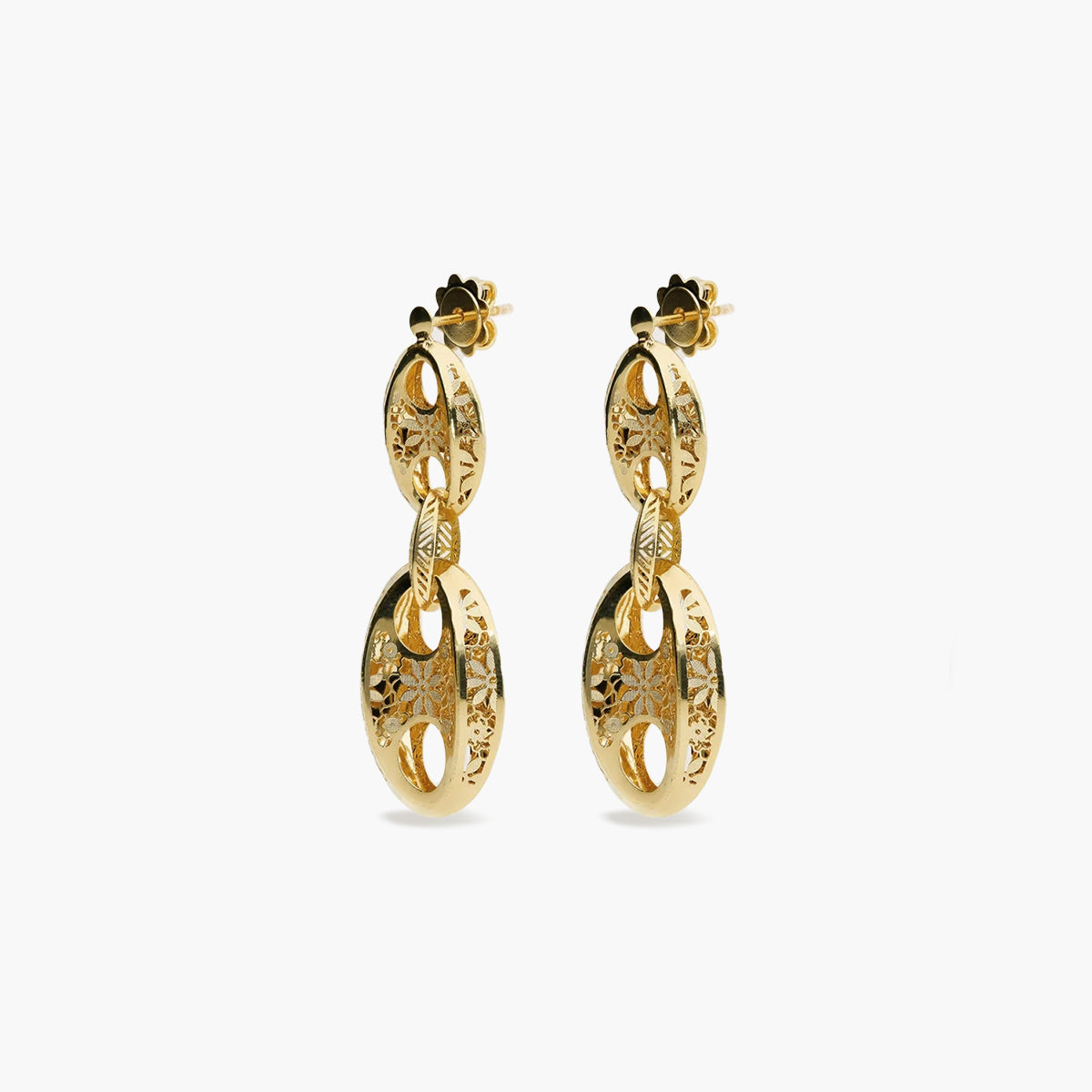Pendientes largos de oro 18K 43 mm ORIENTAL GARDEN