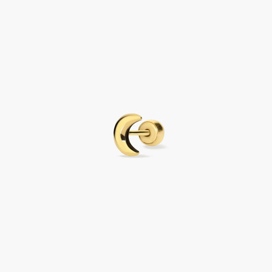 Piercing de oreja de oro 18K luna 5 mm