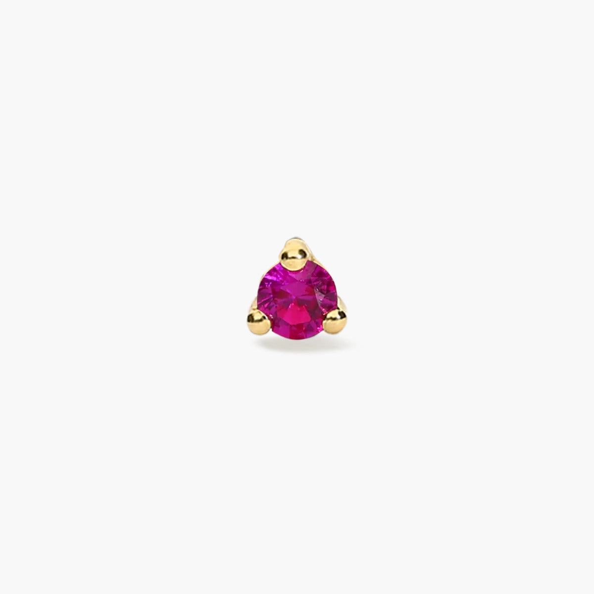 Piercing de oreja de oro 18K circonita redonda rojo 2 mm