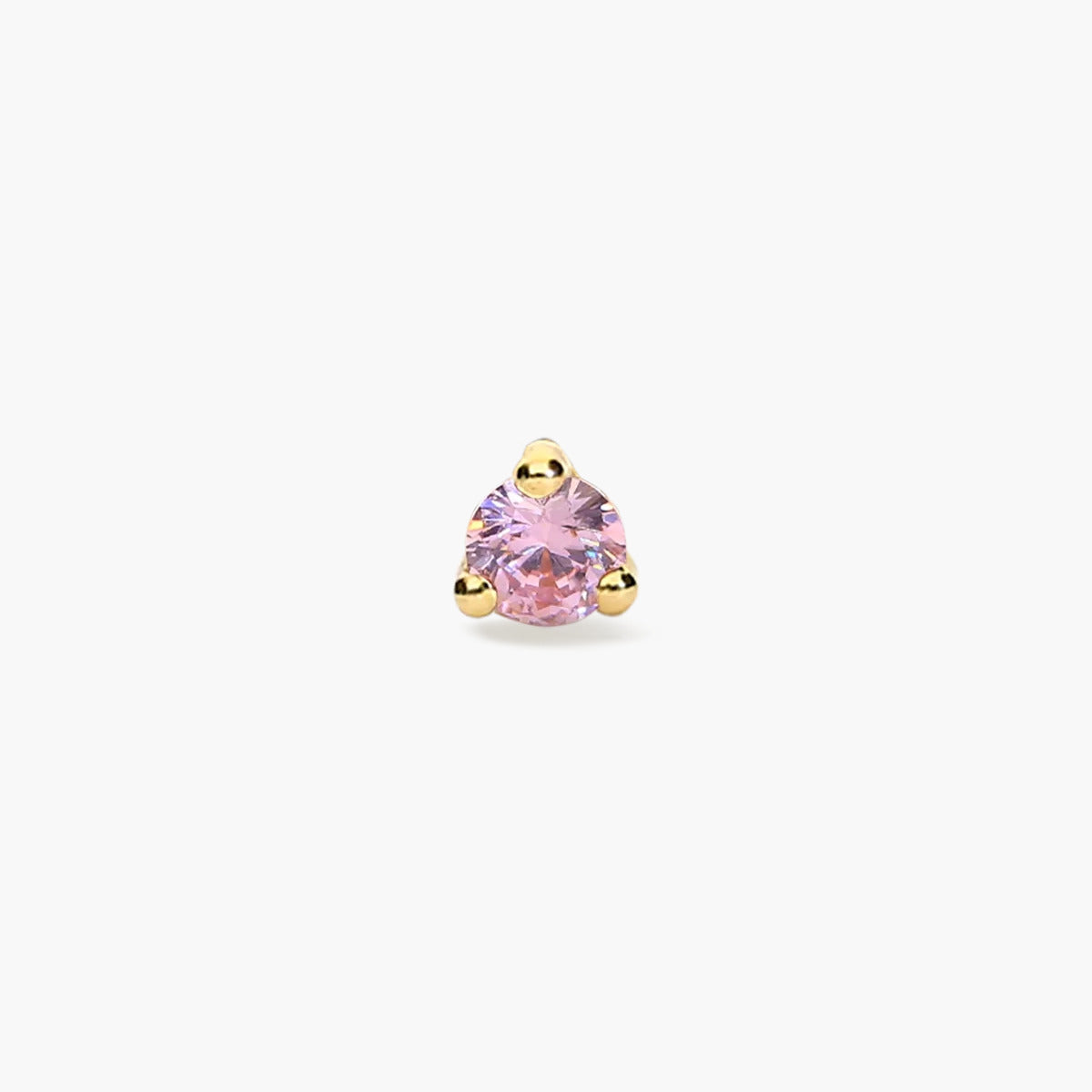 Piercing de oreja de oro 18K circonita redonda rosa 2 mm