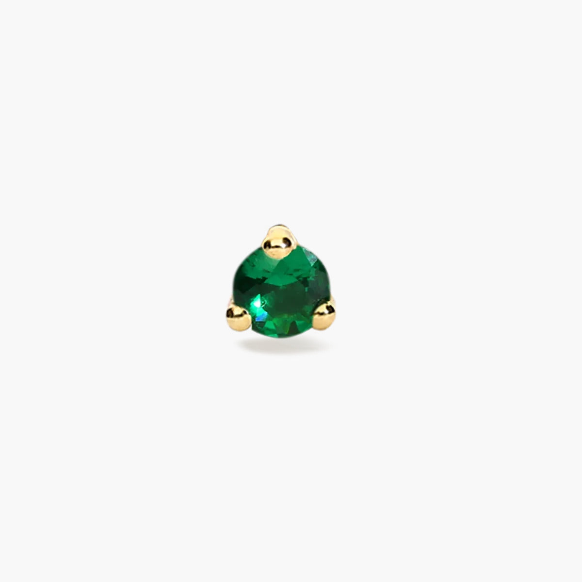 Piercing de oreja de oro 18K circonita redonda verde 2 mm