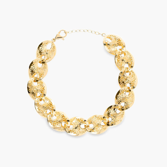 Pulsera de oro 18K circonita corazones 18 cm