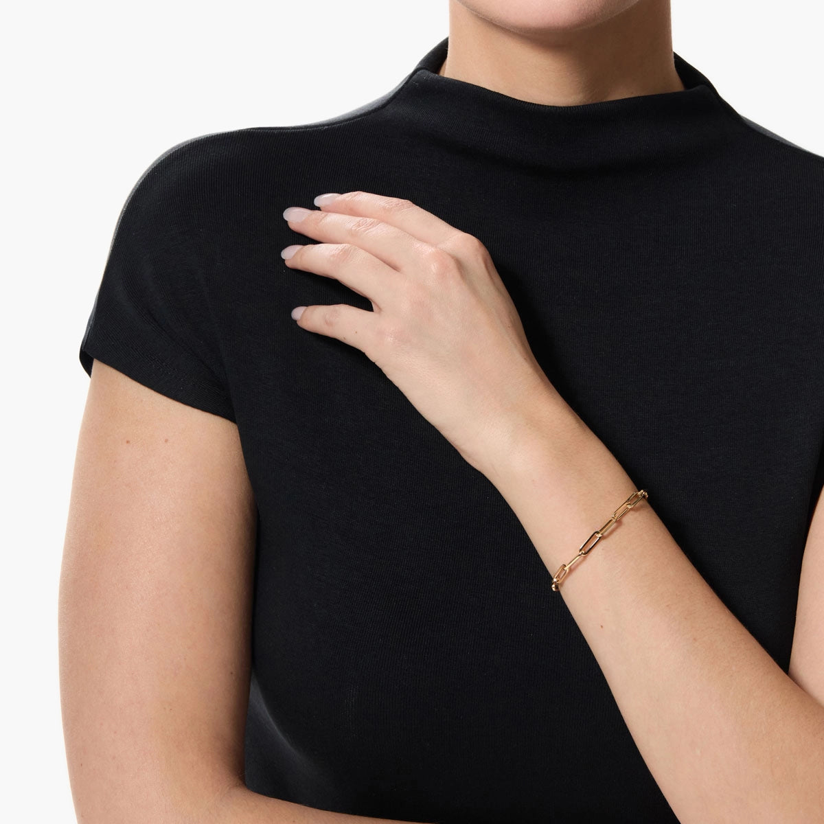 Pulsera de oro 18K eslabón anillas rectangular 19 cm COSMO