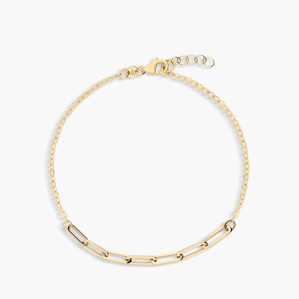 Pulsera de oro 18K eslabón anillas con cadena 18-19 cm