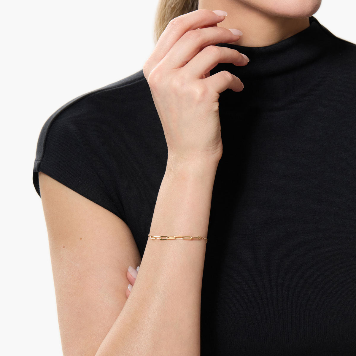Pulsera de oro 18K eslabón anillas con cadena 18-19 cm