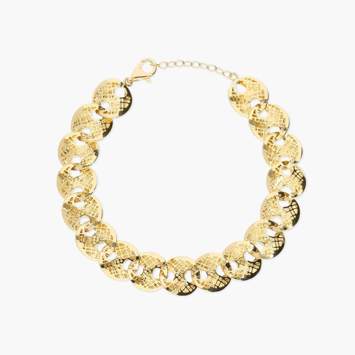 Pulsera de oro 18K eslabón anillas 19 cm