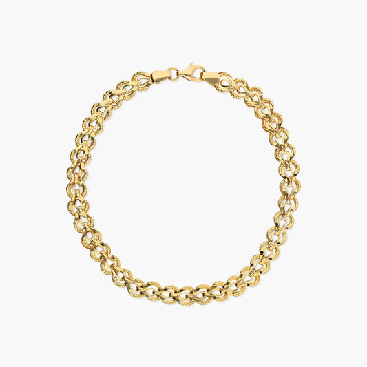 Pulsera de oro 18K eslabón anillas espiga 19 cm EQUUS